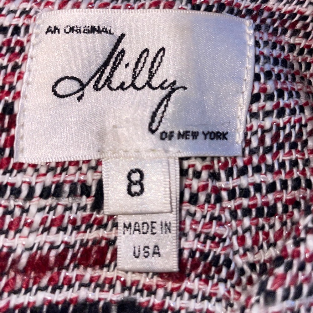 Milly Tweed red black and white mini pencil dress size 8 - Picture 2 of 5